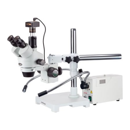 United Scope Llc. AmScope SM-3TZ-FOD-M 3.5X-90X Trinocular Zoom Stereo Microscope with Fiber Optic Light &1.3MP Camera SM-3TZ-FOD-M